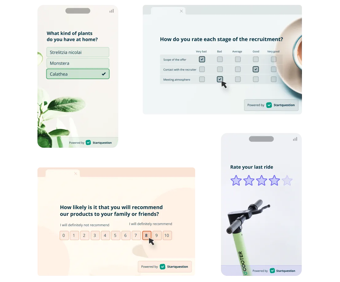 Design your survey template with startquestion
